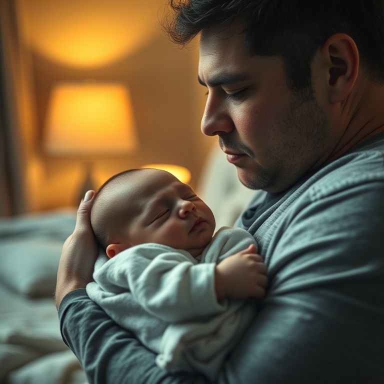 Parent holding sleeping baby peacefully